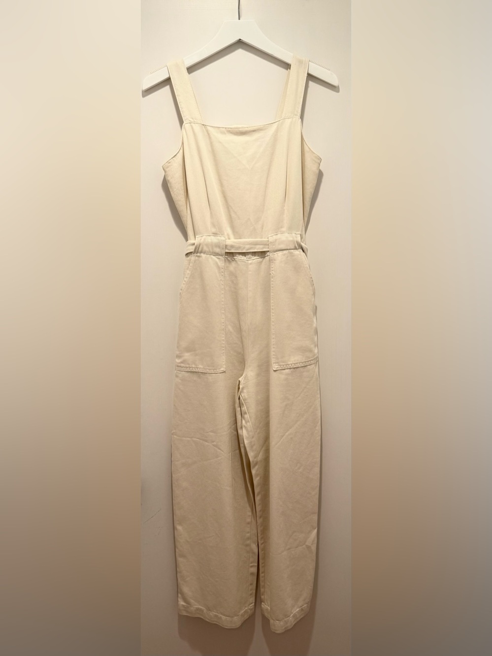 NWOT: Velvet Hearts LA Ecru Wide-Leg Romper w/ Tie Waist, sz. XS